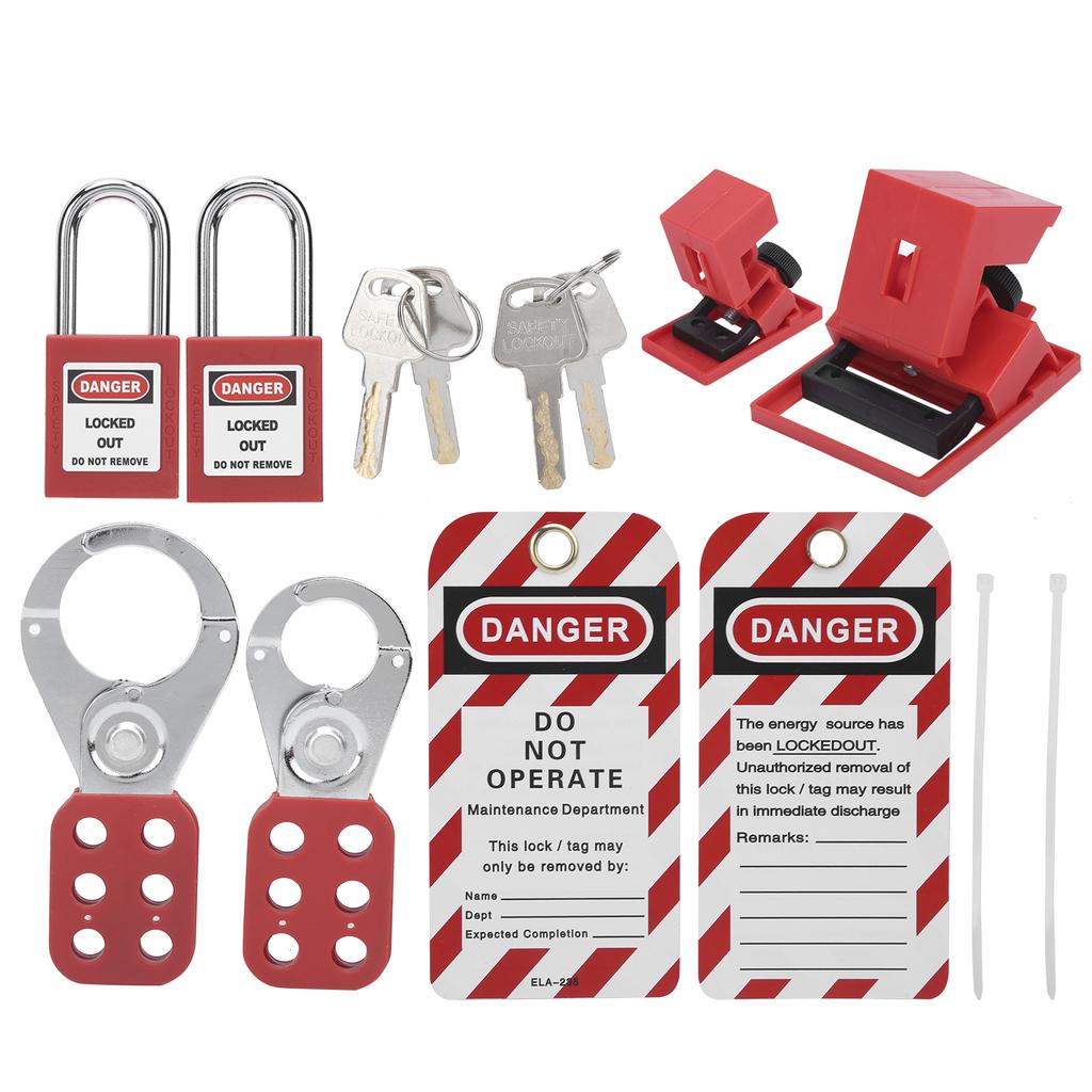 Lockout Tagout Kit Multifunctional with Hasp Warning Tag Safety Red Padlock Portable