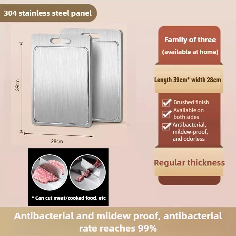 Double Sided Kitchen Vegetables Cutting Board New 304 Stainless Steel Chopping Board Hanging Style Kneading Board