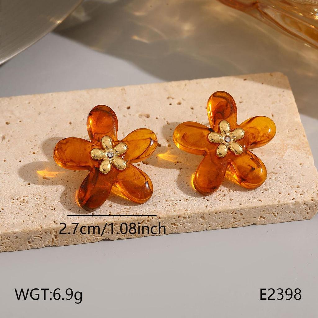 Cercei Melard Style Amber Caramel: Cercei Stud Trendy de Toamnă pentru Femei