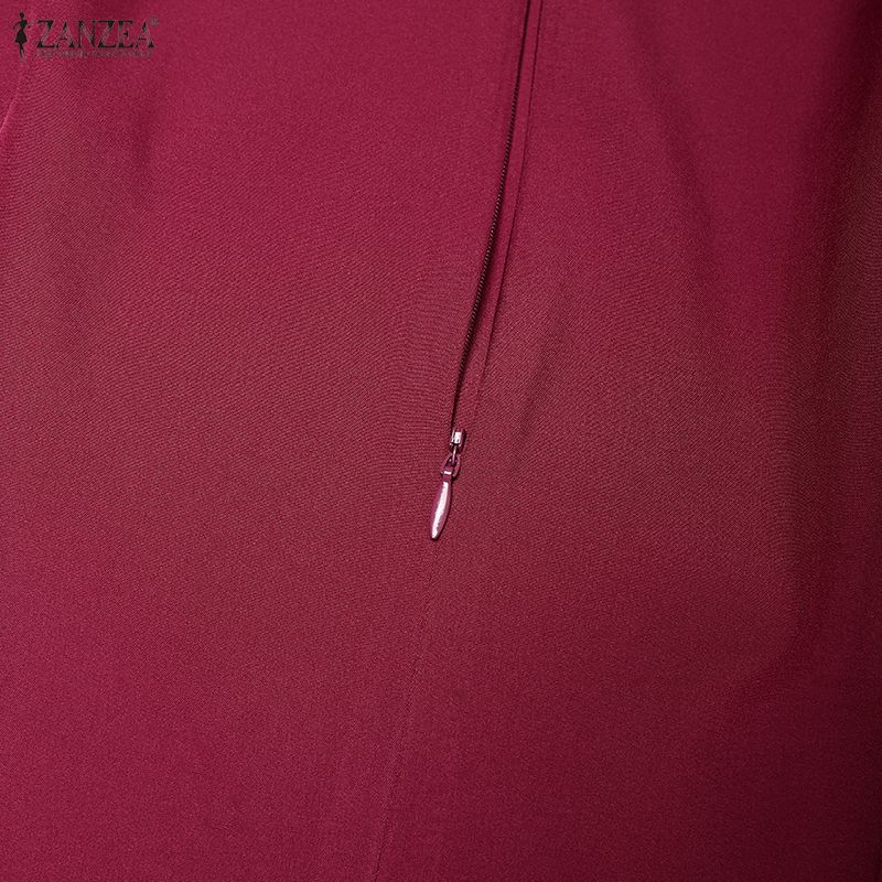 ZANZEA Women Muslim Casual Round Neck Long Sleeve Loose Dress