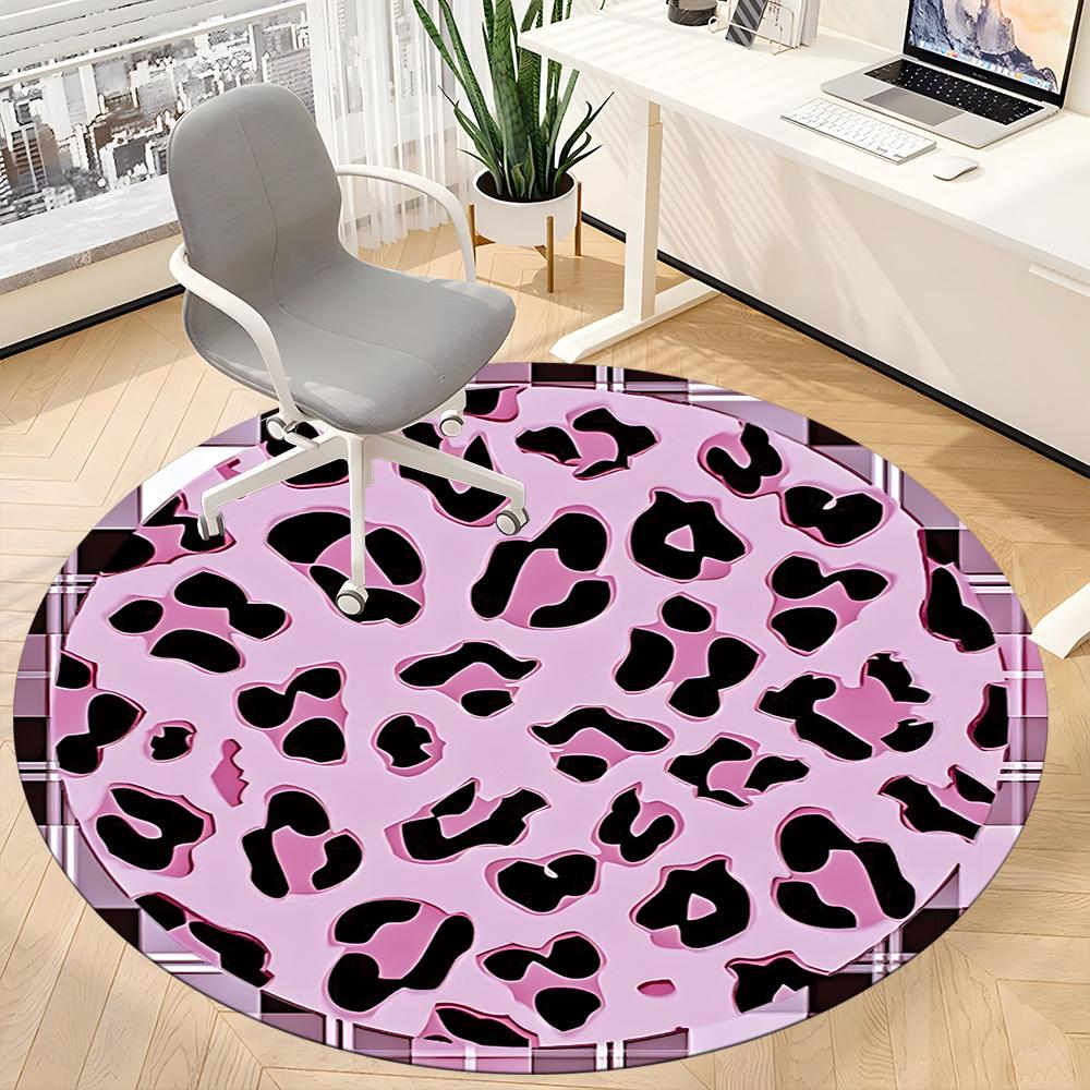 1 Stück Rosa Leopardenmuster Stuhlteppich für das Büro, Rutschfest, Weich und Langlebig, Perfekt für Büro, Wohnzimmer yy251103140