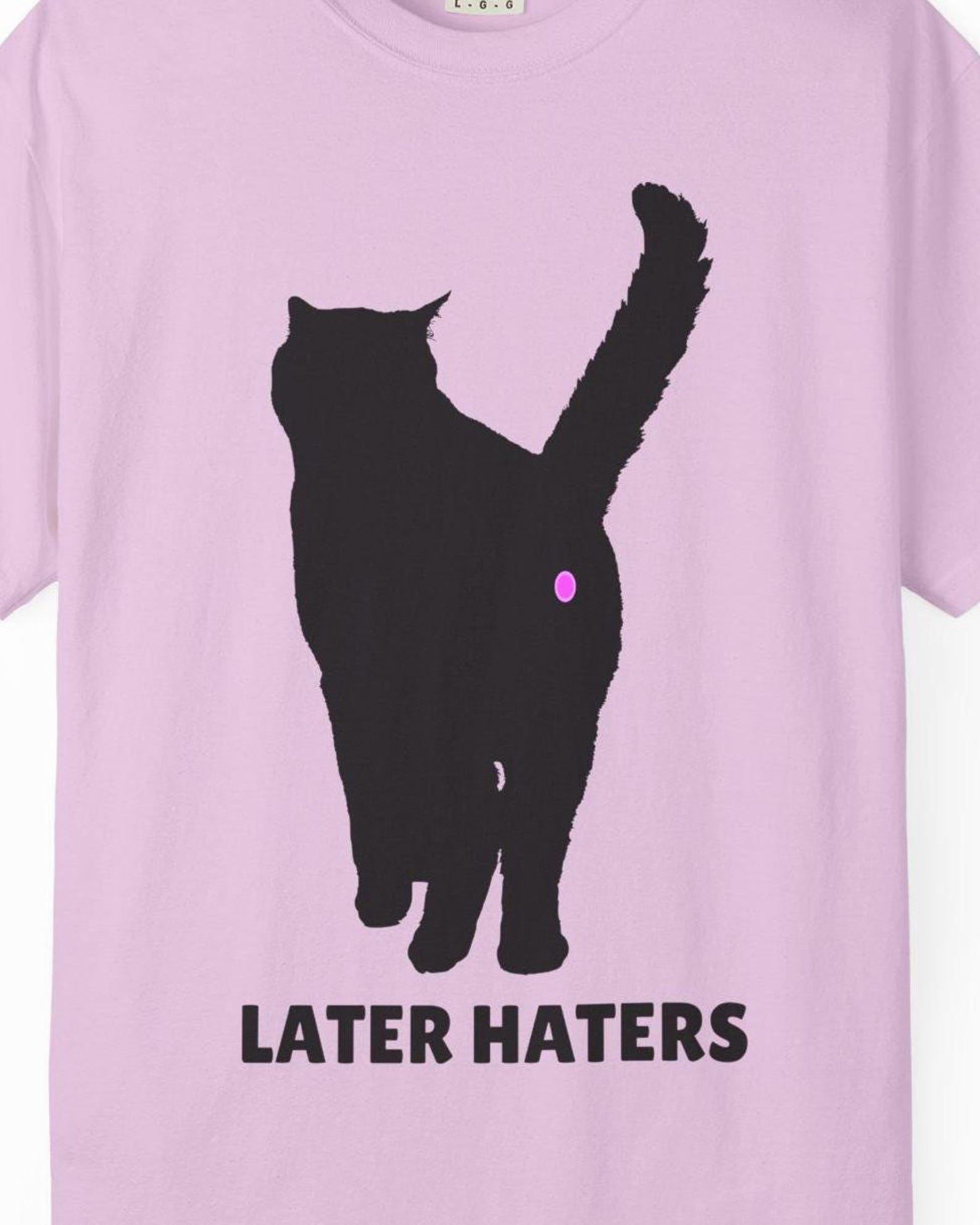 Later Haters Cat silhouette T-shirt Funny Meme Vintage Style Gift S