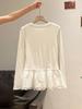 Lace Trim Plush Long-Sleeve Top for Autumn/Winter: Slimming, Stylish, and Versatile