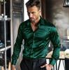 Casual Heren Satijn Zijde Dress Shirts Lange Mouw Sociaal Single Breasted Knoop Turn-Down Kraag Shirts Bruiloftsfeest Herenkleding