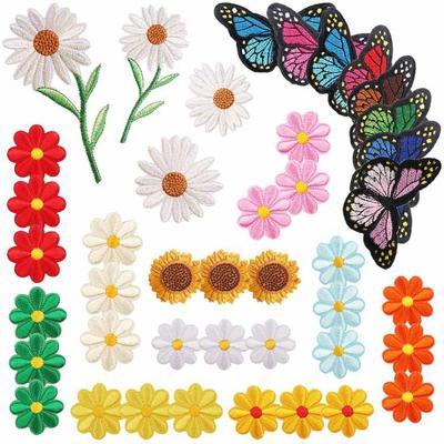Computer Embroidery Label Cartoon Sunflower Patch Sticker Ironing Butterfly Embroidery Cloth Sticker Bag Decoration Small Red Flower Chapter Boy