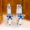 Cute Female White Blue Stone Star Hoop Earrings Trendy Fashion Silver Color Wedding Jewelry For Women