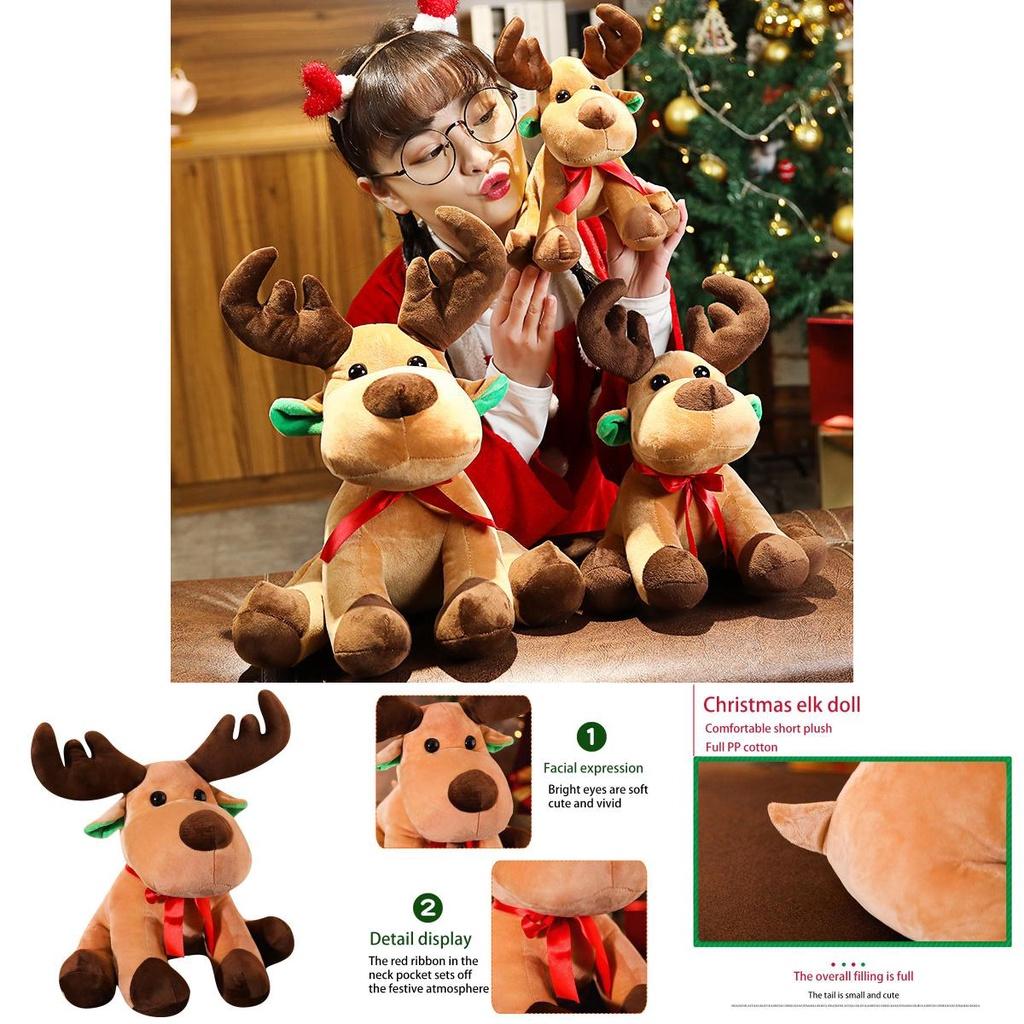 Adorable Christmas Elk Plush Toy Soft And Cuddly Deer Plushie Doll For Festive Decor