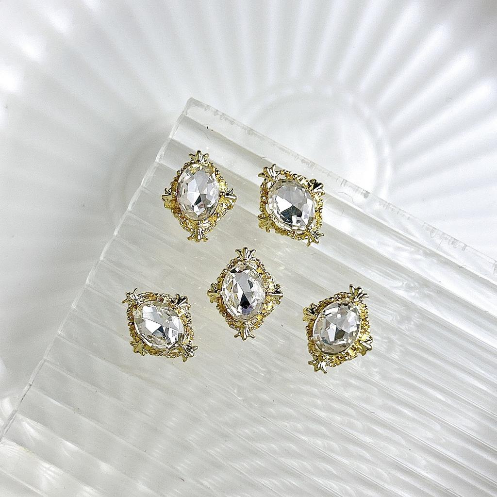 Xi Fei Hui Palace Alloy Nail Art Jewelry New Chinese-Style Explosive Flash Fertilizer Square Love Water Drop Diamond Palace Armor With Diamond