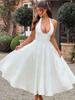 White Jacquard Pleated Evening Party Dress Women Robes Backless Elegant Sexy Dress Bodycon Long Summer Dress Vestidos