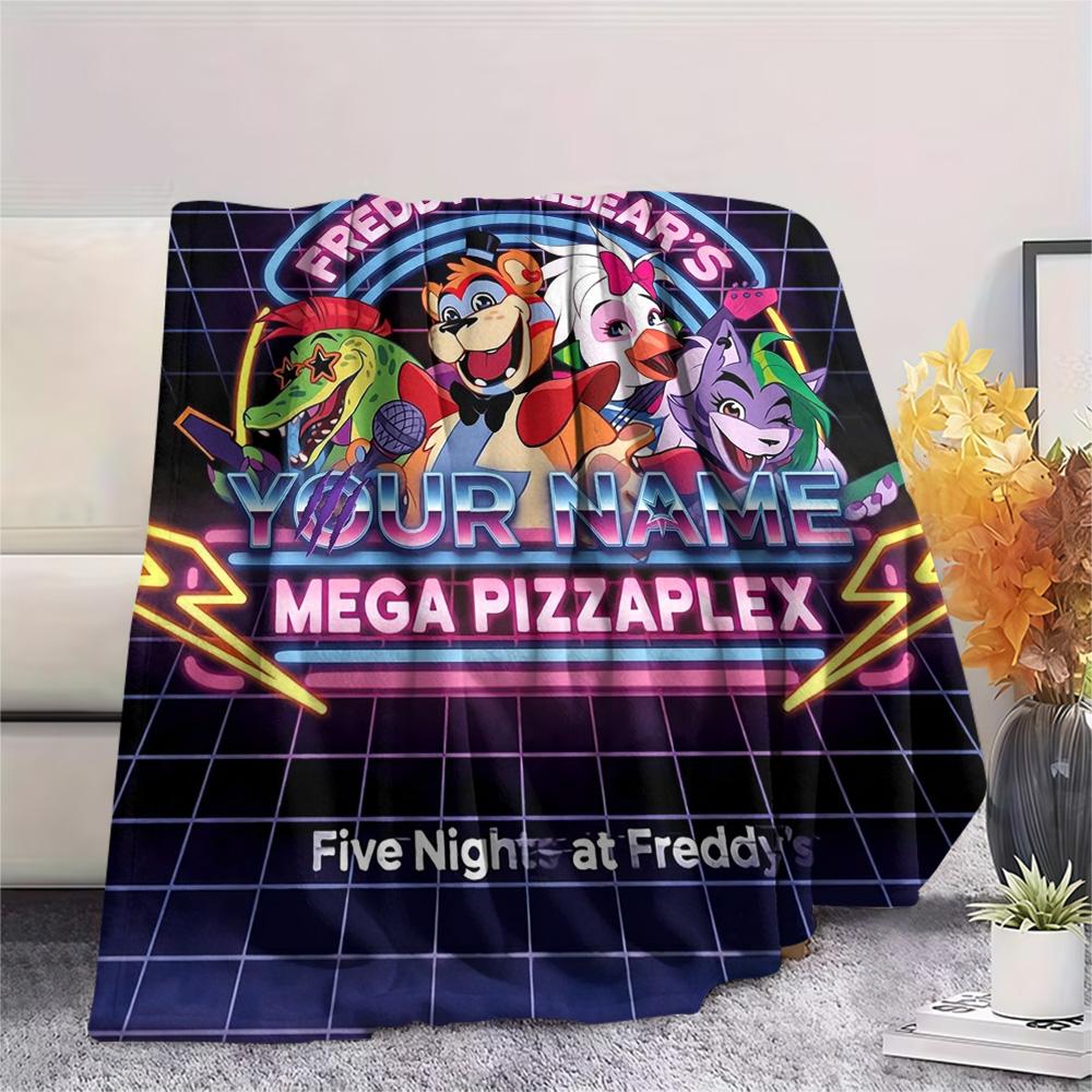 1PC Fnaf Celebration Custom Name Patterned Flannel Blanket Suitable For All Seasons For Home Decor Warmth And Comfort Gifts Holiday Present