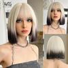 Women's Simulation Wig 30cm Hair Short Straight Wig Full Headgear Rose Hair Net Headdress Beauty Decoration Wig