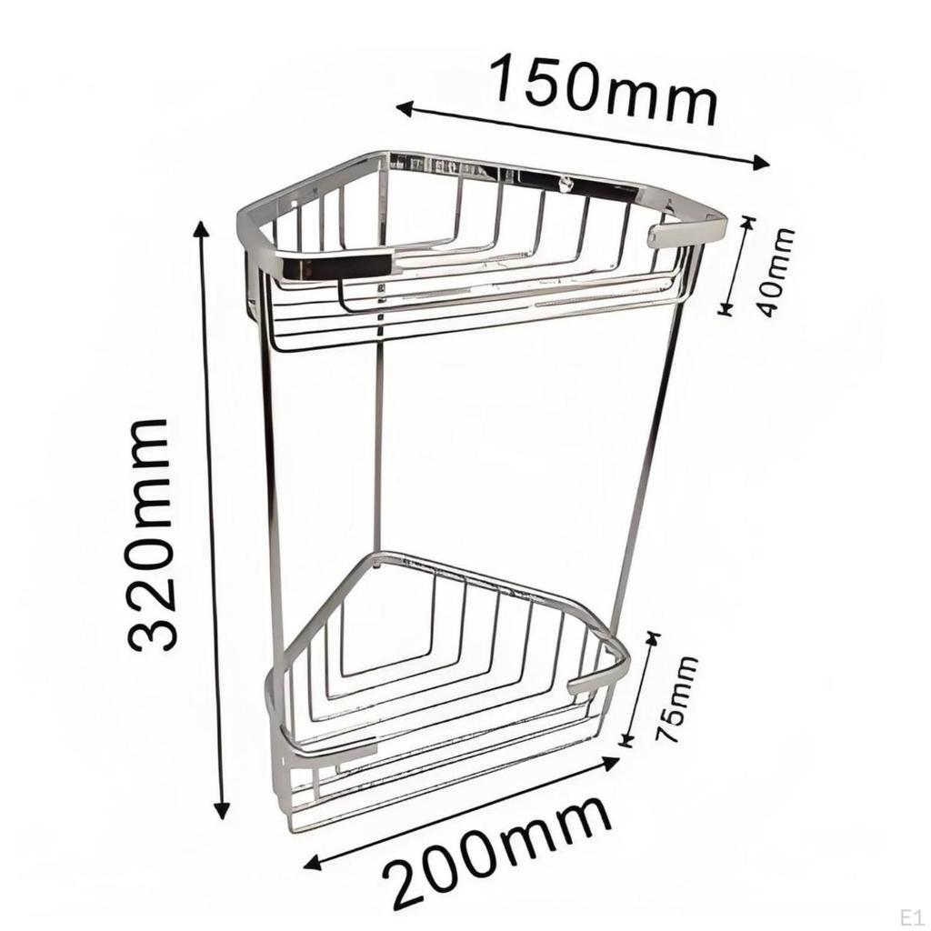 Corner Washroom Rack DoubleLayer Storage Stainless Steel Triangular Wire Basket for