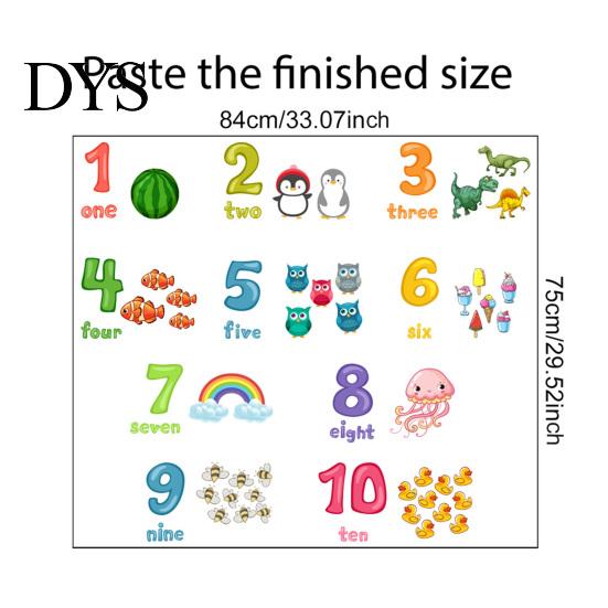 Number Wall Sticker 2Pcs/Set Cartoon 1-10 Numbers Animal English Words Educational PVC Living Room Learning Decal Kindergarten Supplies
