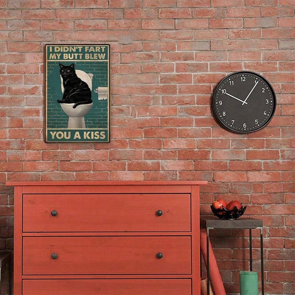 Metal Poster Wall Decor, Retro Vintage Black Cat Rectangle, Bar Pub Home Art