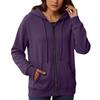 Women's Loose And Comfortable Zipper V-neck Long Sleeved Solid Color Pullover Sweatshirt Jacket
