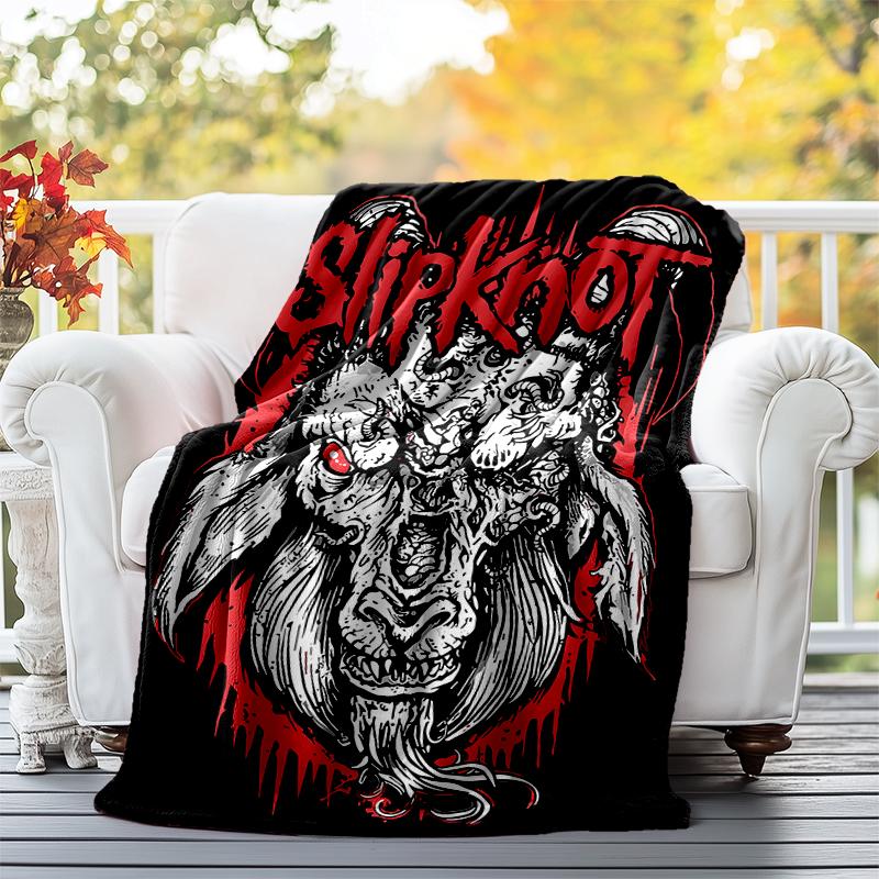 Slipknot Flannel Blanket Soft All-Season Throw, Design for Camping, Car Travel, Hiking Sofa, Bed, Office Perfect Gift for Parties