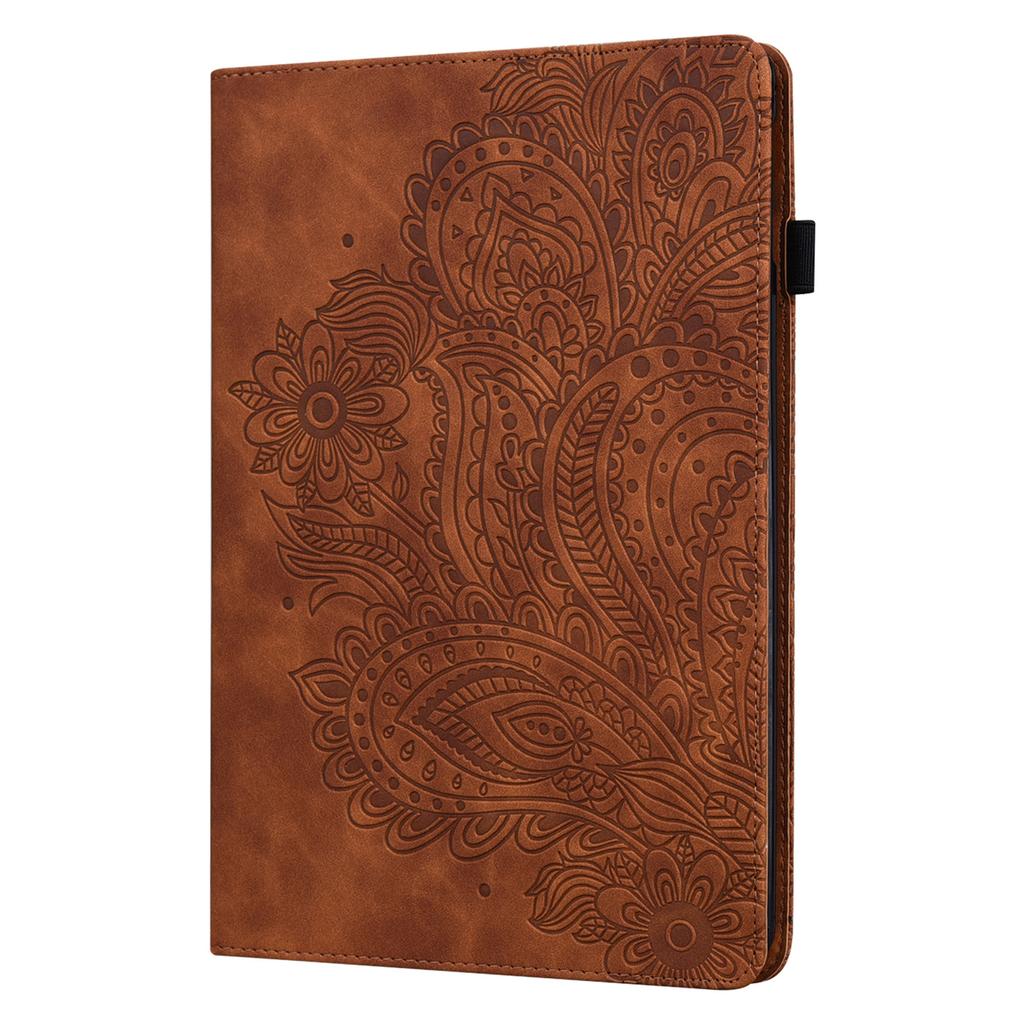 Suitable for ipad 10.9 2026 flat leather case mini6 retro peacock flower embossed card holder shell