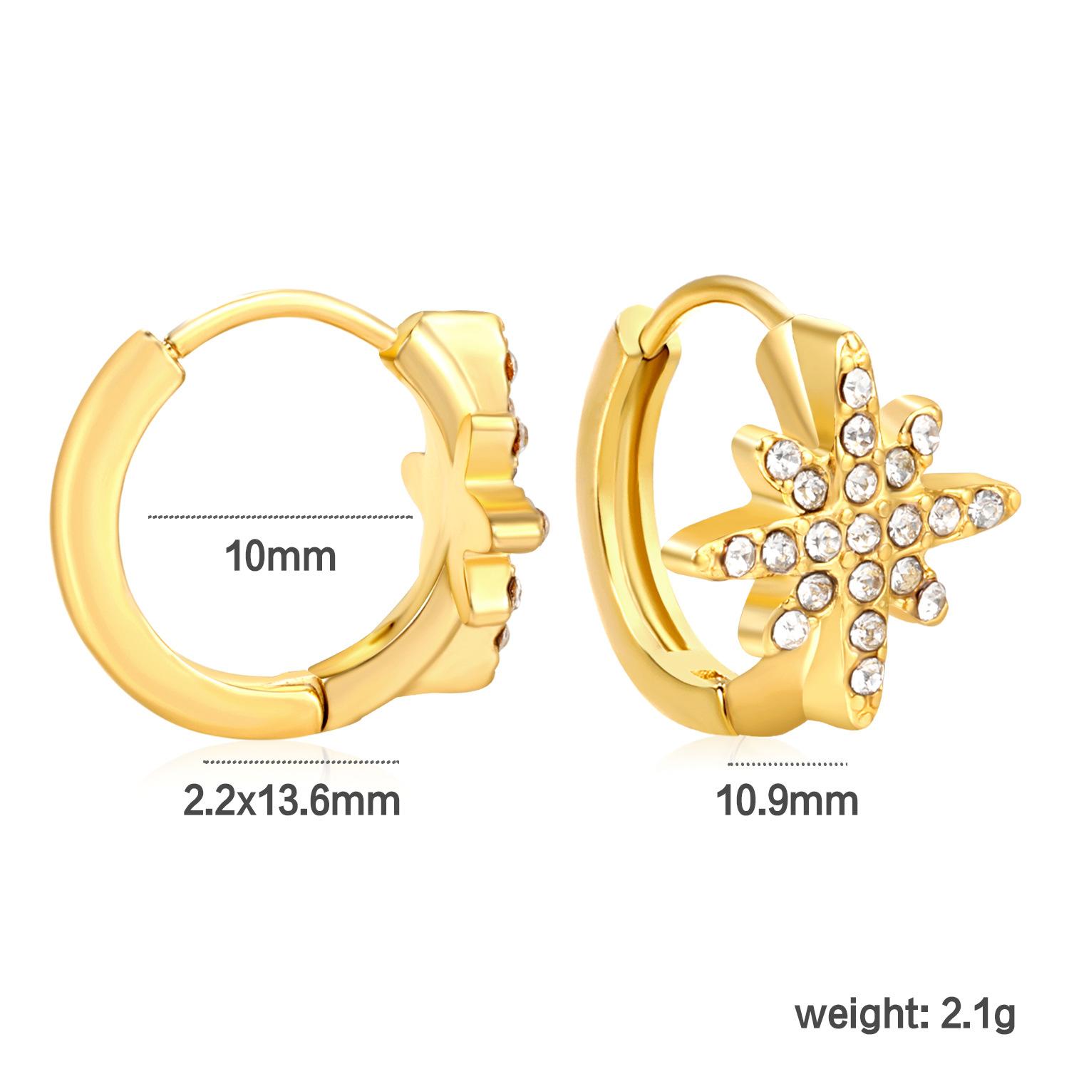 Zircon Geometric Earrings Luxury Ear Clips Fashionable High-End Ear Accessories 18K