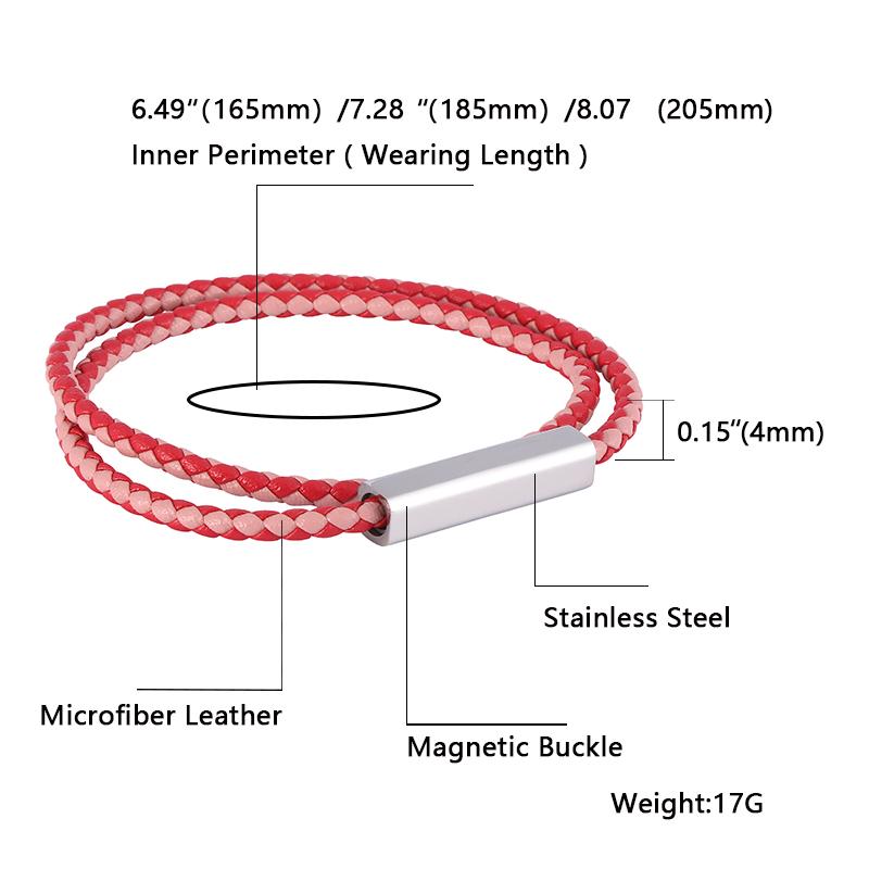 Fashion Red Pink Mix Leather Bracelets Women Multilayer Braided Rope Bracelets For Female Bracelets Jewelry