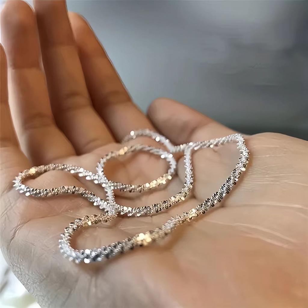 925 Silver 40-75cm Exquisite Sparkling Necklace Fashion Women Couple Wife Anniversary Gift Jewelry Accessories