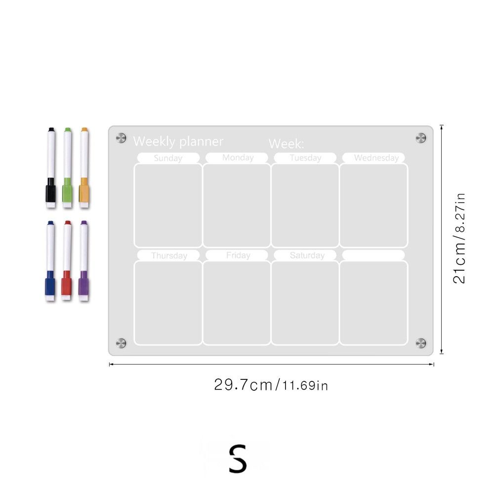 6 Markers Acrylic Erase Boards Clear Planning Note Board Premium Monthly Calendar Memo  School