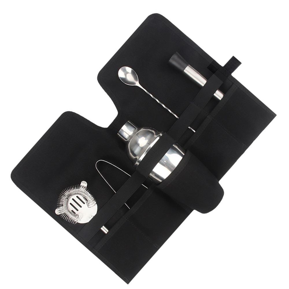 Canvas Material Cocktail Set Bag Folding Roll Portable Design Mixology Bag Multifunction Design Lightweight Construction