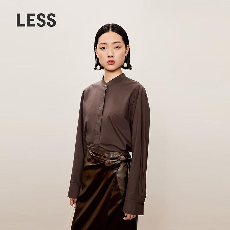 LESS 2024 Autumn Loose Fit Stand Collar Long Sleeve Shirt M