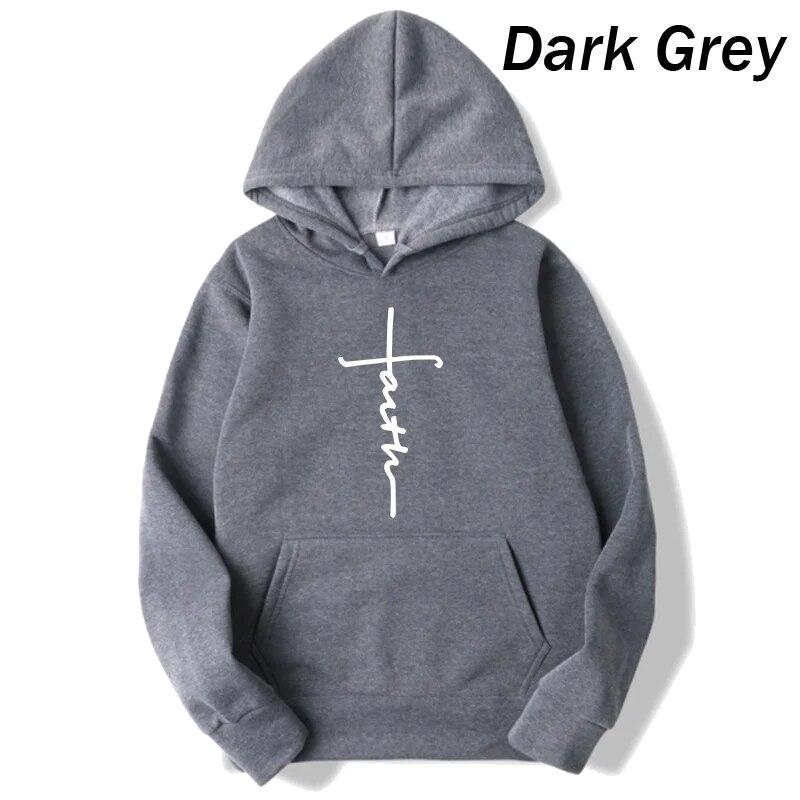 Women Hoodie Cool Faith Print Hoodie Sweatshirt  Women Fleece Hoodie Fashion Sports Hoodie Crew Neck Hoodie Sweatshirt