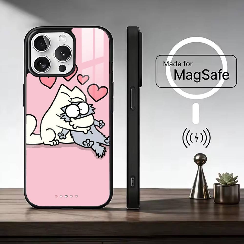 Simons Cat Phone Case For iPhone17,16,15,14,13,12,11 Plus,Pro Max Magnetic For Magsafe Wireless Charging