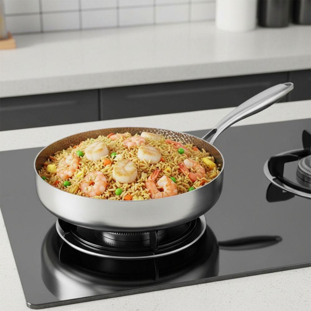 Titanium Zinc Zinc Alloy Hammered Texture Frying Pan Fast Heating Steak Skillet Non-stick Pot  Fried Eggs