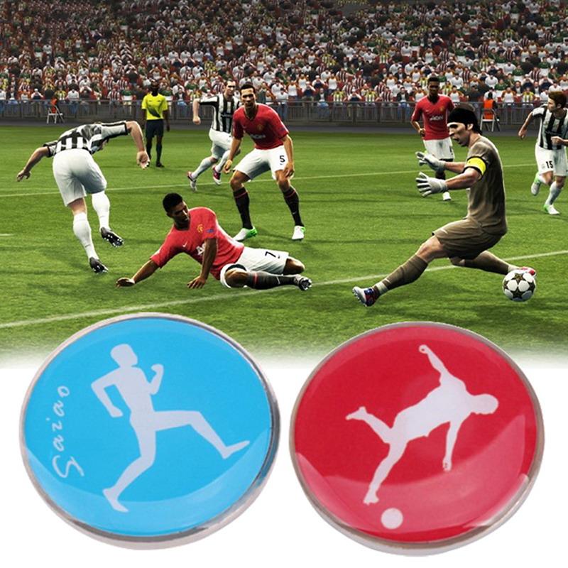 2/5Pcs Referee Side Toss Coin Double Face Sports Football Pattern Soccer Flip Coin Souvenirs Soccer Referee Coin Portable