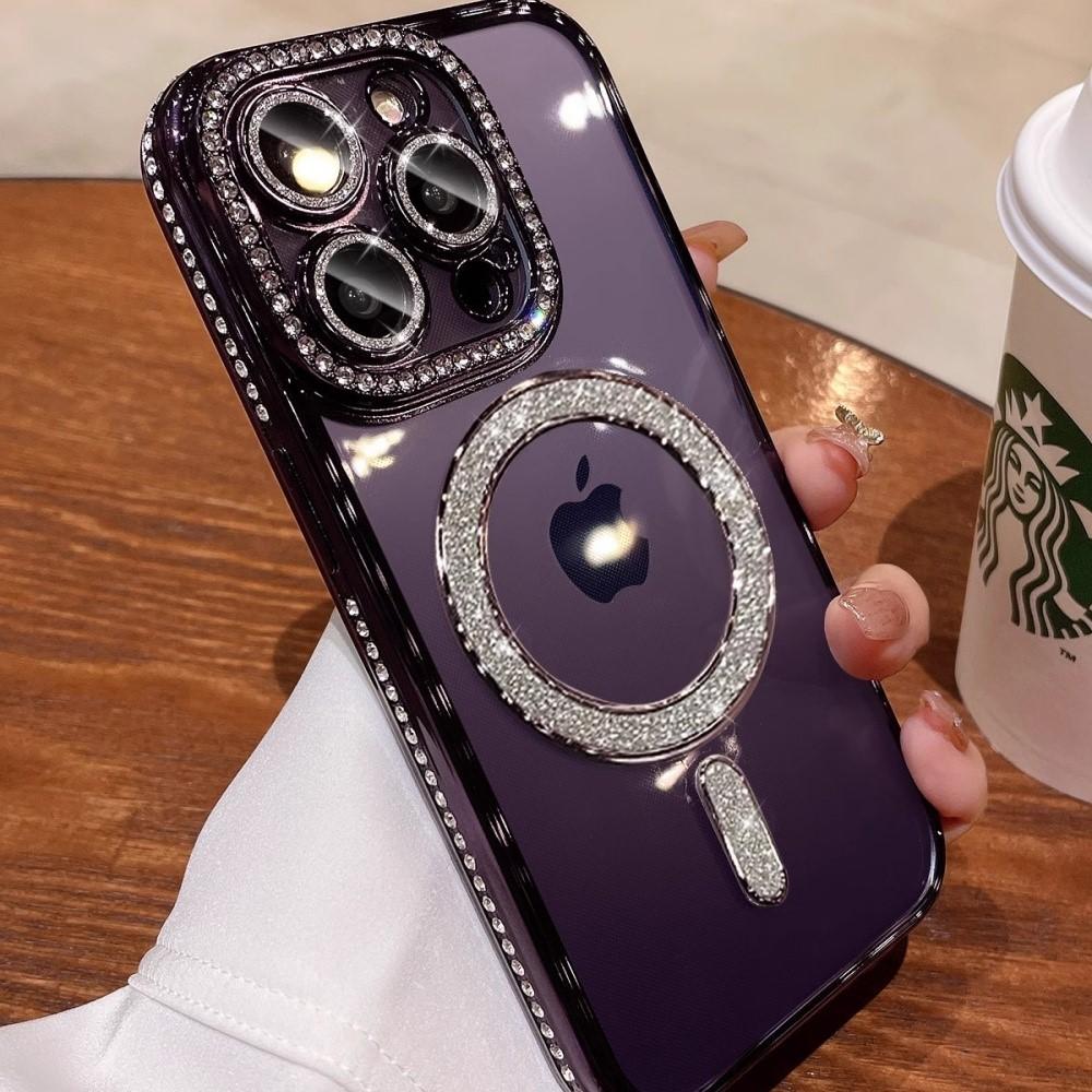 Plating Bright Diamonds For Magsafe Case for iPhone 17 Air 16 15 14 13 12 11 Pro Max Plus 16e Magnetic Wireless charging Cover
