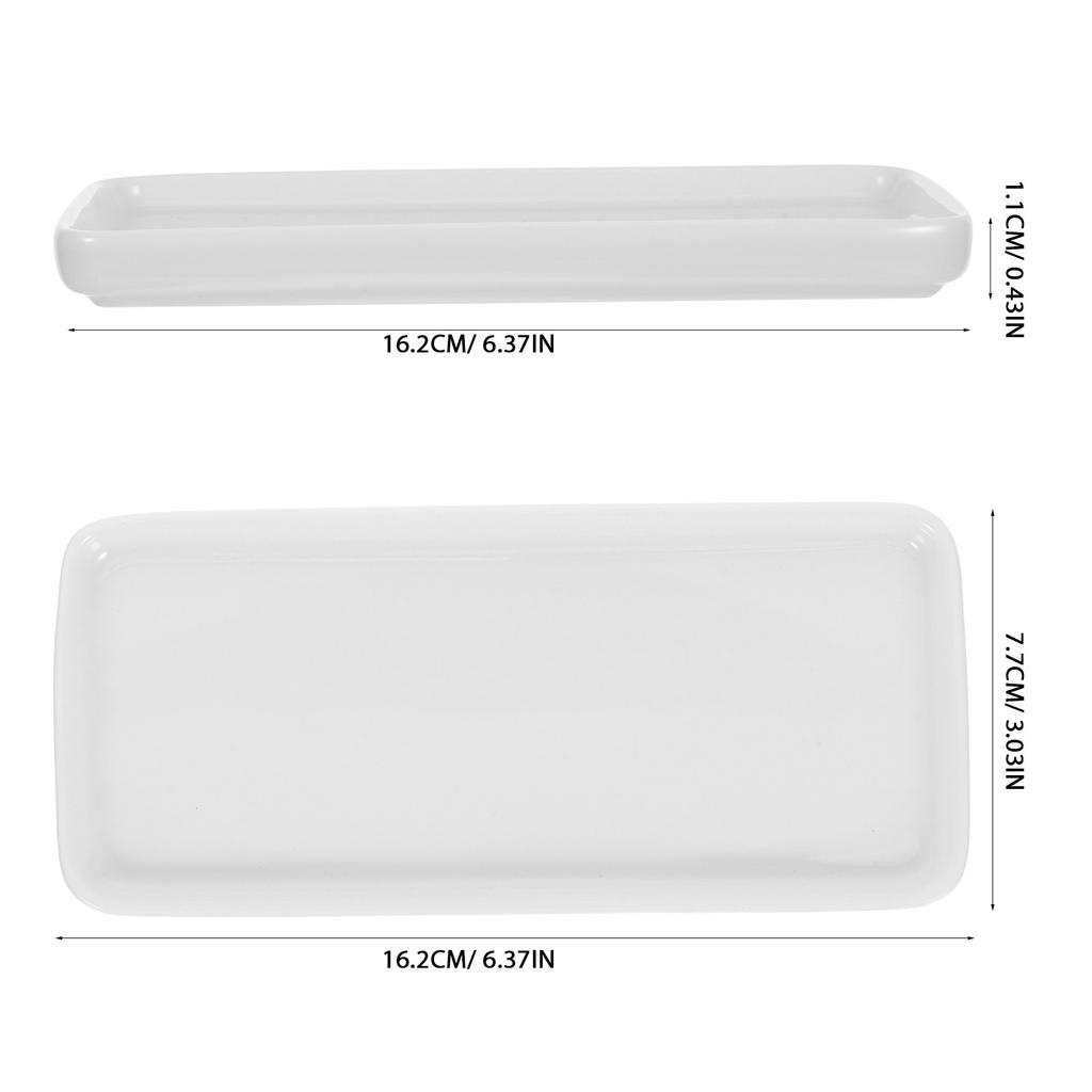 1Pcs Rectangular Tray Long Flat Ceramic Storage Tray for Bathroom Jewelry Organizer Smooth Elegant Home Decor Gift Large White
