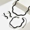 Luxury Female Women Black Earrings Necklace Wedding  Set