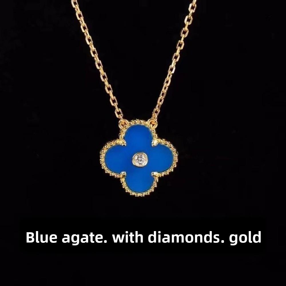 Kvinners Firkløver Halskjede Enkelt Blomst Hvit Perlemor Rød Agat Anheng Kragebenskjede