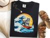 Gray Cat Surfing The Great Wave Off Kanagawa Shirt, Japanese Gray Cat Surf Tee, Cat Lover Gift