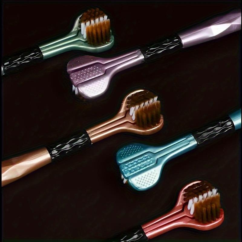 Lot de 10 brosses à dents pour adultes à poils ultra-doux 3D à trois côtés - Soin doux des gencives, Nettoyage en profondeur, Sans formaldéhyde, Couverture complète de la tête