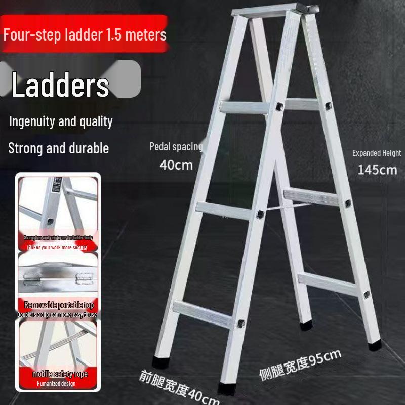 Non-Slip Herringbone Engineering Ladder, Reinforced Iron Square Tube with Galvanized Pipe, Thickened for Household Use