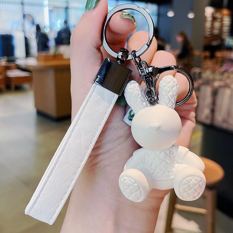 

Bunny Resin Adorable Keychain Cute Sitting Rabbit Bag And Car Charm Gift белый