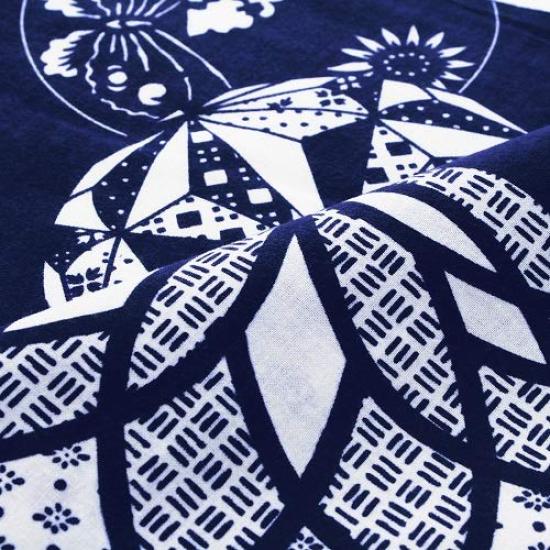 Dyeing Anbo Hand Towel Katagami Temari Authentic Dyed Cotton Made in 35cm x 100cm "Ise (Deep Blue)" 100% Tokuoka, Japan,