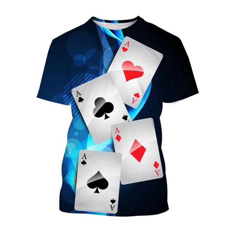 Retro 3D Tisk Kostky Poker Tričko Pro Muže Kreativní Cool Letní Krátkorukávová Trička Osobnost Streetwear Tričko Topy Oblečení