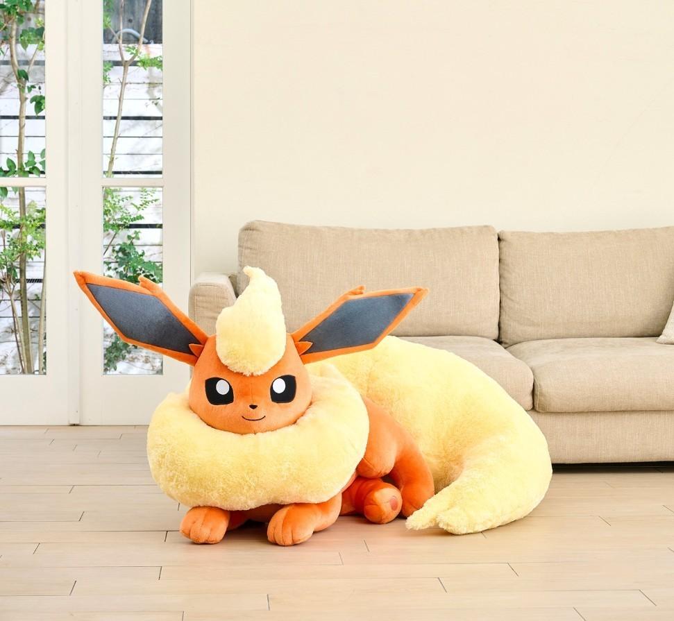 Plush toy life-size Flareon lying down Pokemon Center Japan