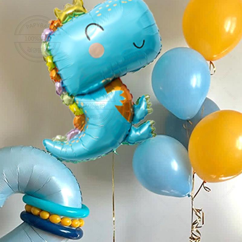 39Pcs Set Cartoon Cute Dinosaur Foil Balloons Macaron Colored Latex Ball 1-9 Year Girls Kids Dinosaur Themed Birthday Party Deco