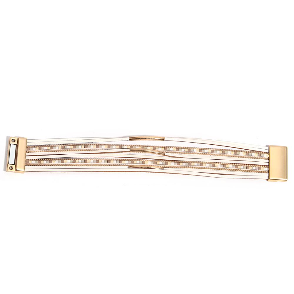 Square Leather Bracelet for Women Boho Tube Multilayer Wrap Wide Bangle Party Jewelry Accessory
