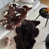 Natural sheepskin leather Brown 80-100cm size 80-100cm