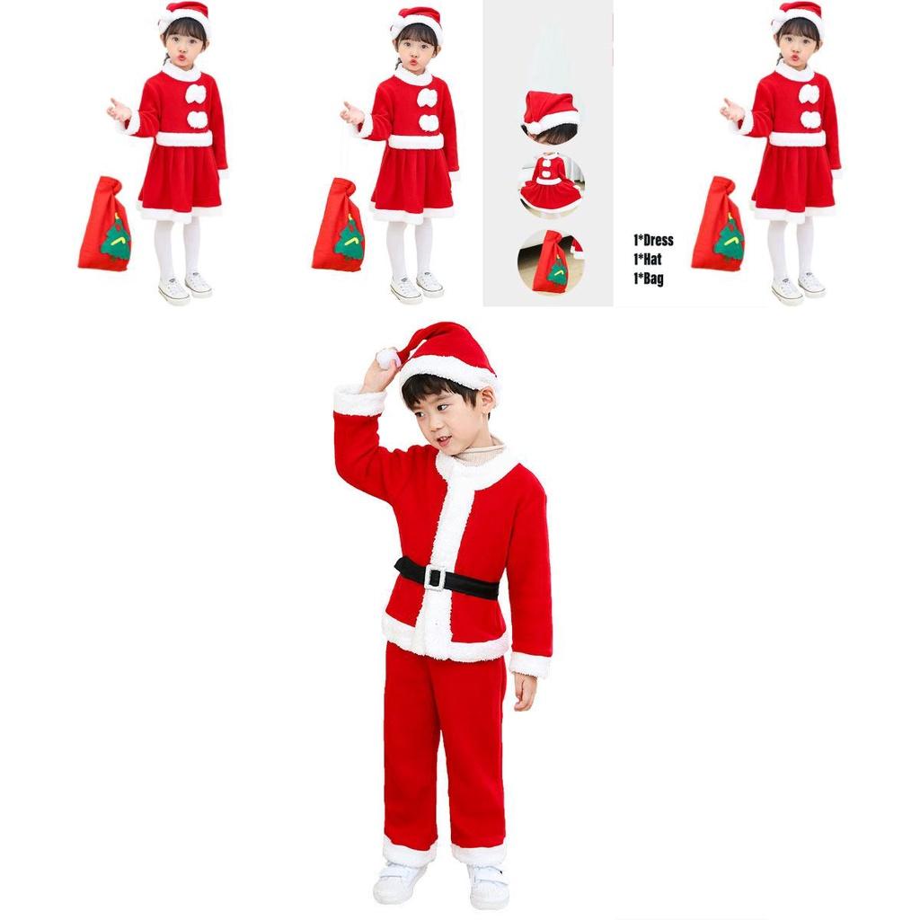 Unisex Children's Christmas Clothing High-quality Polyester Fiber Santa Claus Costume For Performances Available In Both Boys And Girls Styles