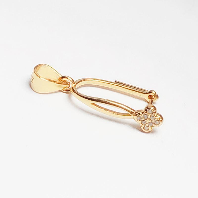 S925 Silver Amber Jasper Safety Clip Charm Pendant for Women