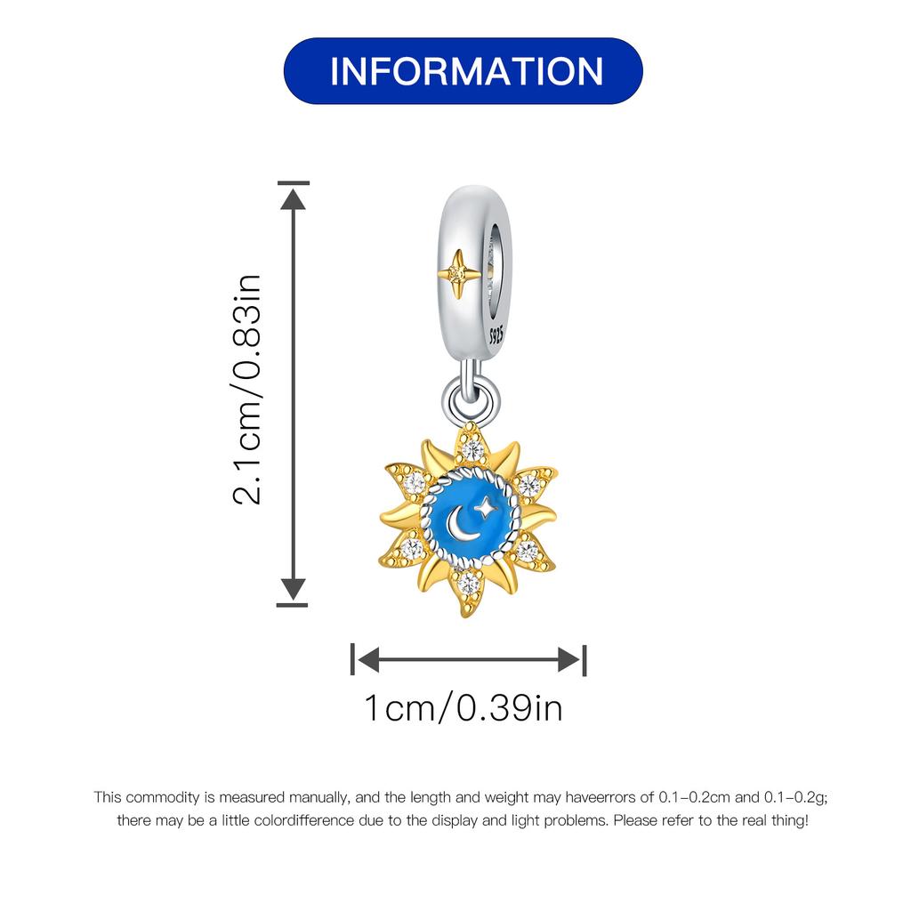 Beads Copper Charms Original Golden Sun Moon Pendant Beads Fit Bracelet Jewelry Diy Women Fine Gift Accessory