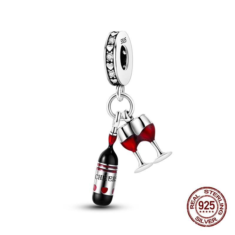 

S Copper Charms Beads Red Wine Pendant Dionysus Sacrifices Beads Fit Original Bracelet Charms Women Jewelry