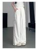 Pantaloni a gamba larga traforati con inserti in pizzo da donna estivi a vita alta con senso del design larghi sottili drappeggiati casual